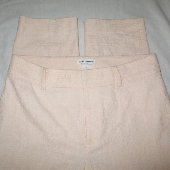 CLUB MONACO Pink Textured Straight Leg Mid Rise Cropped Pants Size 2 - Picture 2 of 7
